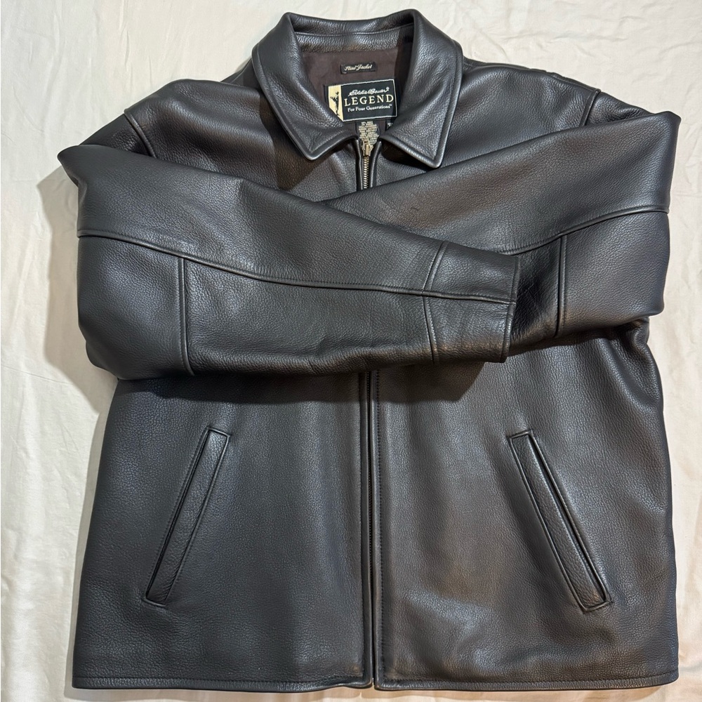 Eddie Bauer Legend Dark Brown Heavy Leather Jacket, in mint condition